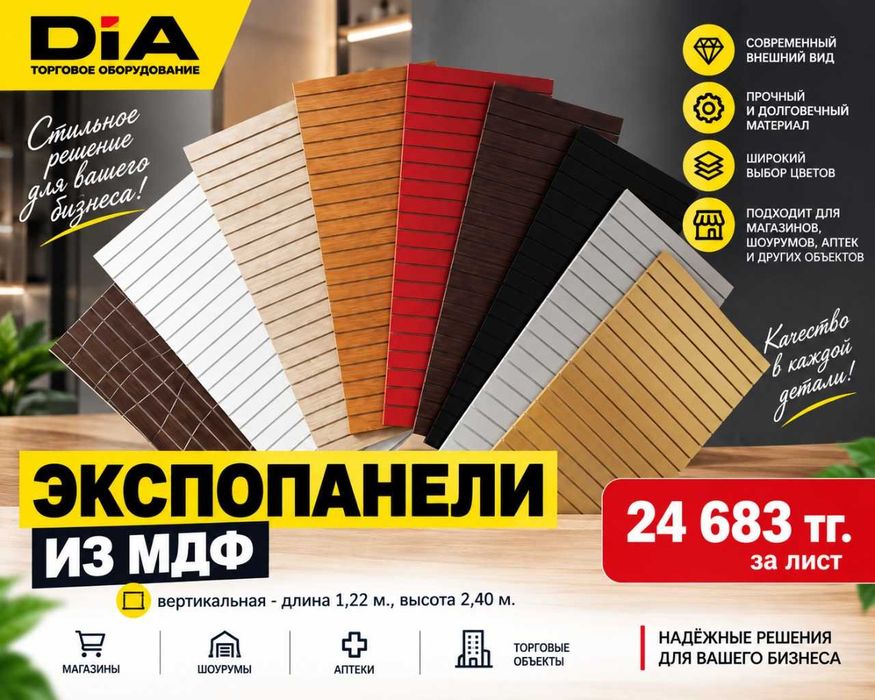 Торговая панель МДФ и пластик с пазами для магазина