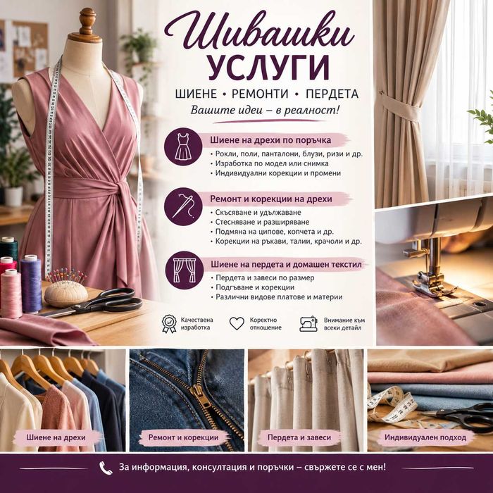 ШИВАШКИ УСЛУГИ – Ремонт и корекции на дрехи