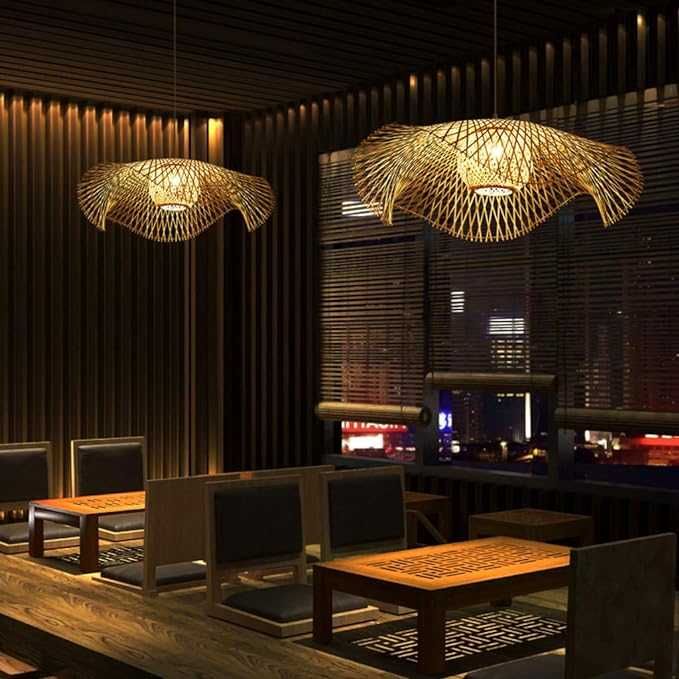 Намален с 20 лв! Ретро естествен бамбуков полилей ратан  Винтидж таван