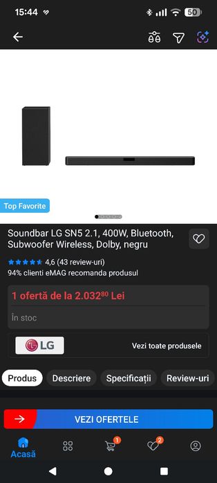 Soundbar LG SN 5 -400 w