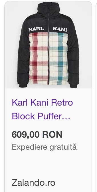 Geaca Karl Kani Retro Block Puffer
