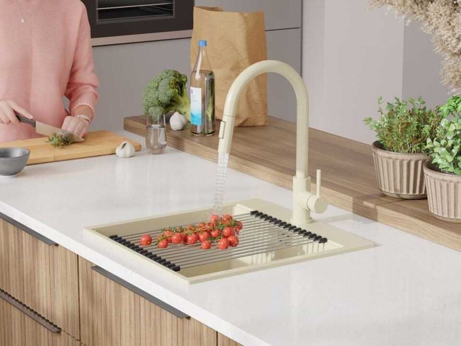 Кухненска Мивка от гранит модел Осло 50 XXL 490 x 500 mm - бежава
