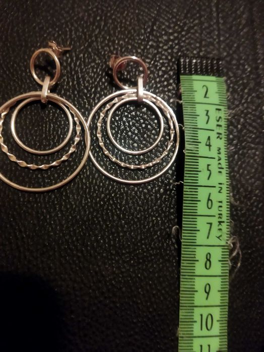 Сребърни висящи обеци халки 925