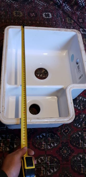 Бяла керамична мифка с 2 отделения