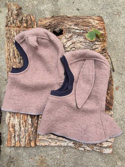 Cagula lana fiarta 1-4ani roz pudra iepuras