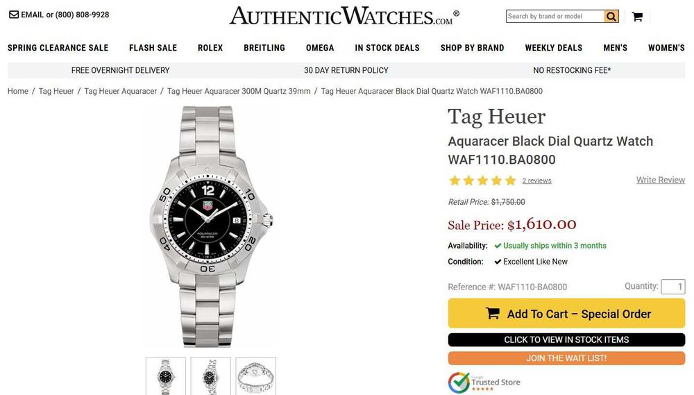 Tag Heuer Aquaracer 300M WAF1110