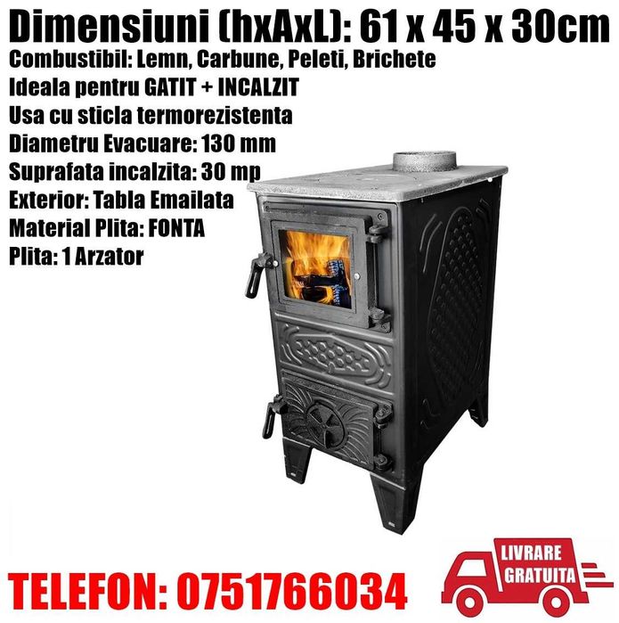 Soba Mini Semineu Tabla Samotat Lemne Plita Gatit LIVRATGRATUIT BT