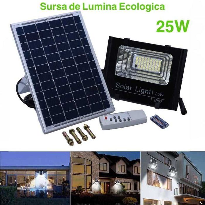 Proiector Led Panou Solar, Telecomanda 25, 40, 60, 100W, 200W, 300W