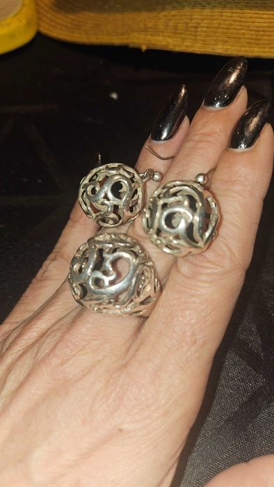 Сребърен масивен комплект 925 ръчна изработка