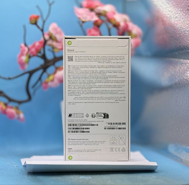 НОВ!!! Apple iPhone 16, 128GB, 5G, Pink +  оригинален адаптер Apple