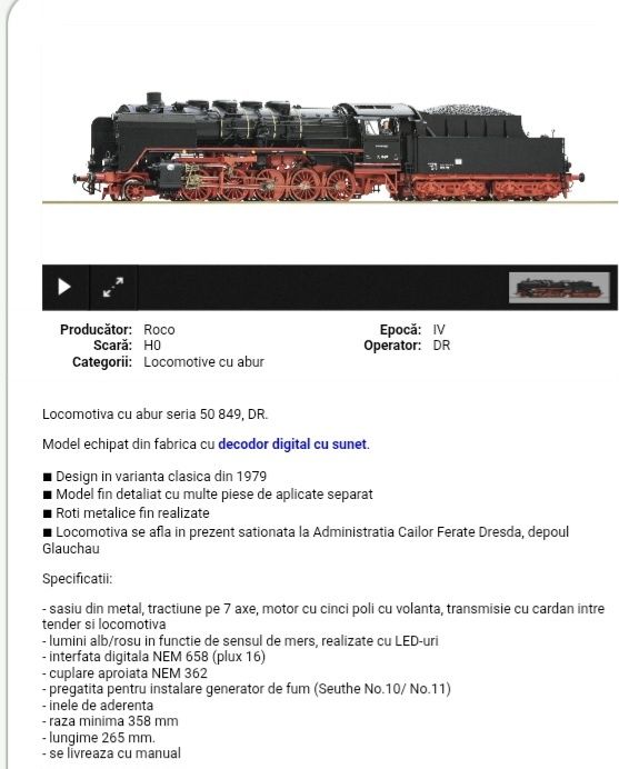Locomotiva cu abur seria 50849 DR+generator fum