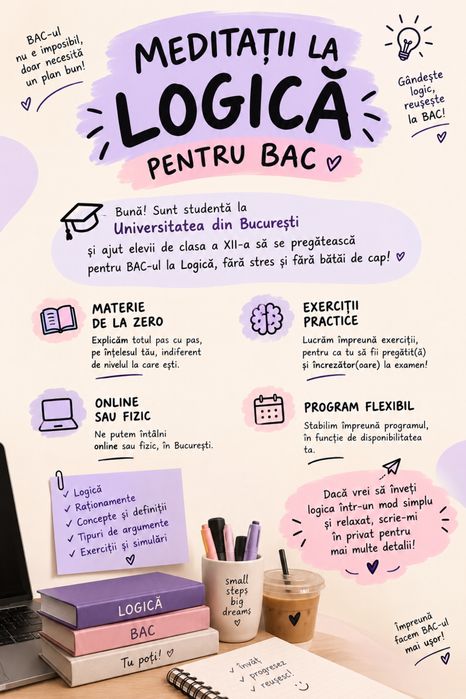 Meditatii BAC LOGICA online sau fizic