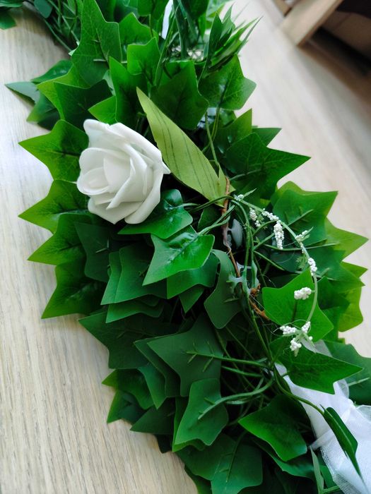 Ръчно изработена сватбена украса за кола – гирлянд 3.85 м