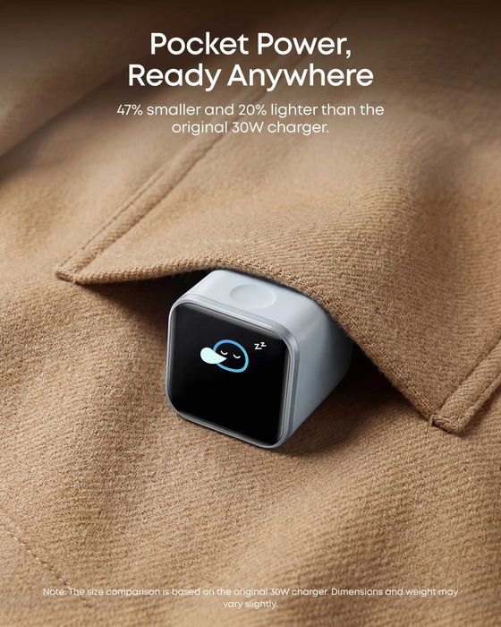 Anker Nano 45W интелигентно зарядно с дисплей и Intelligent Detection, Compact GaN