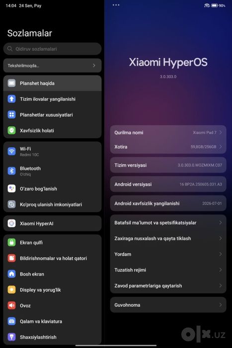 Xiaomi pad 7 sotiladi