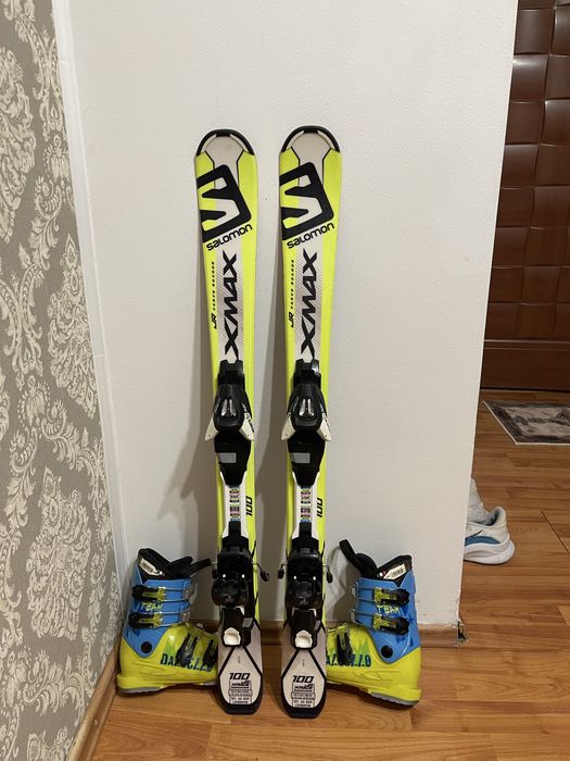 Schiuri copii 100 cm salomon cu clapari skiuri