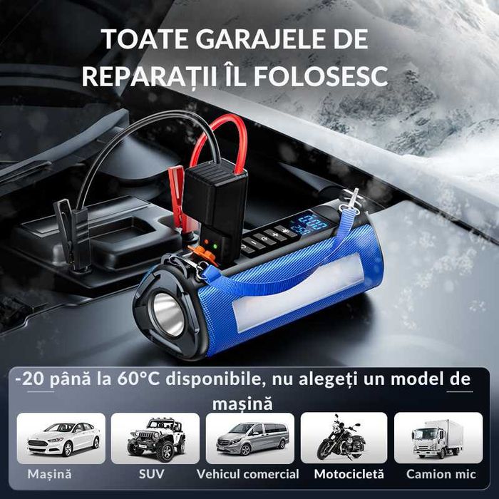 Redresor si Compresor Aer 2-in-1 pentru motor benzina/diesel 10000mAh