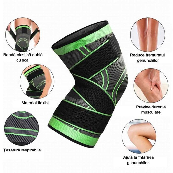 Set 2 X Genunchiera, Medicala, Elastica Ajustabila cu bretele elastice, bandaj pentru genunchi cu compresie
