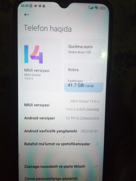 REDMI NOT 11 R uzb