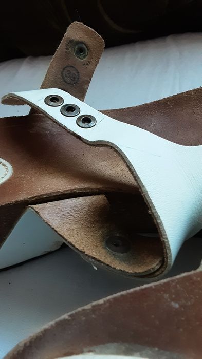 Saboți Scholl de piele naturala albi mărimea 38