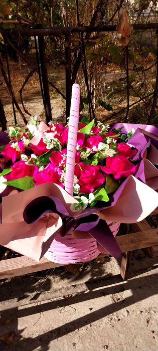 Большая корзина Цветов из Мыла