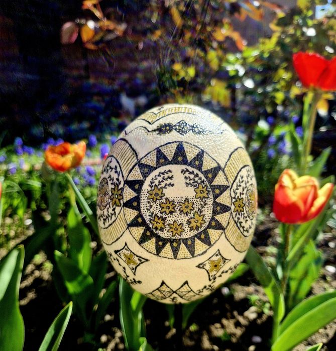 Ou de struț pictat manual