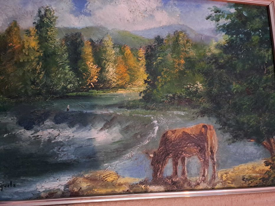 tablou pictura pe pfl 72/52 cm semnat Ferrer Miguel