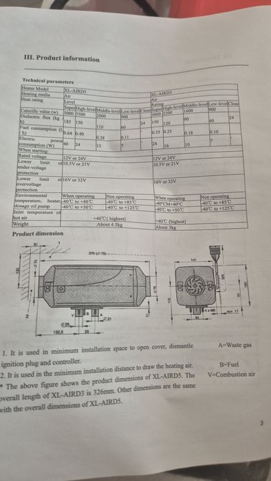 Incalzitor Stationar Diesel (Sirocco) 2kW  12V