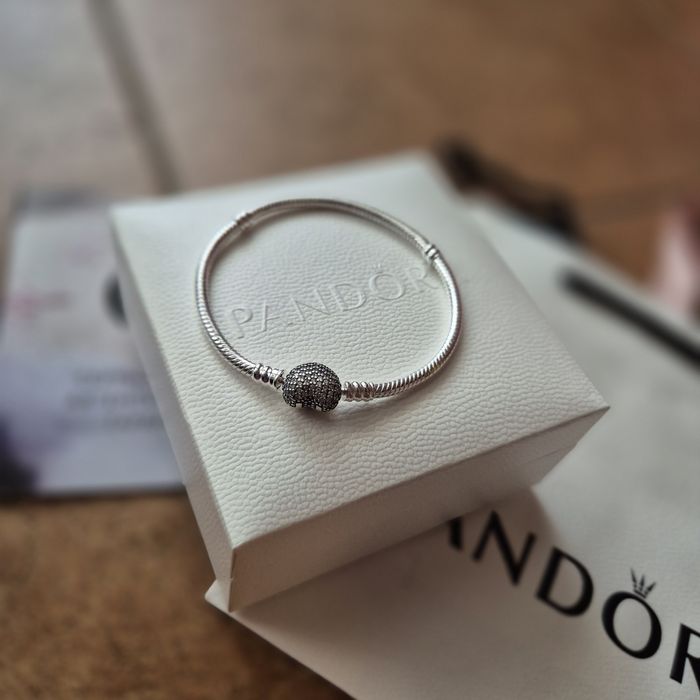 Нова сребърна гривна Пандора Романтика,със сертификат 17см