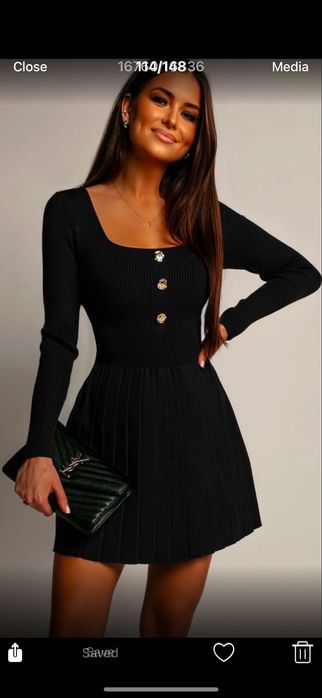 нова мека плетена рокля кафяво бордо черно