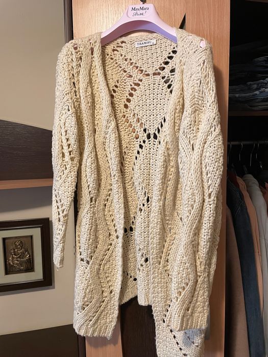 Pulover/ cardigan croșetat pe bej/ crem Madelia