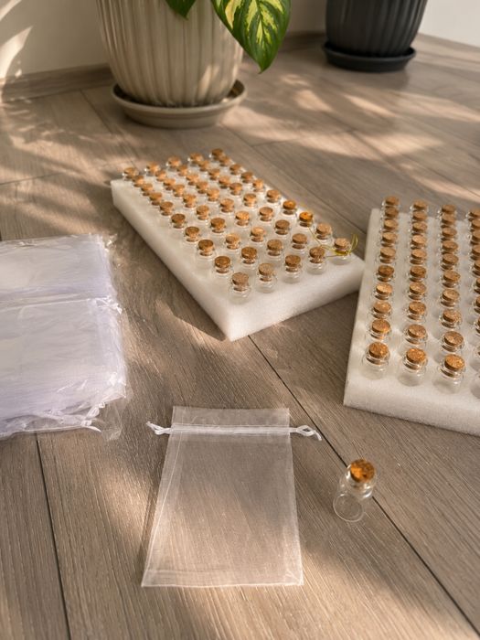 Set 100 sticlute trasparente 10ml + 90 saculeti albi
