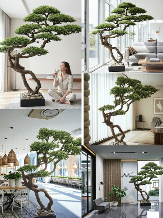 Copac Bonsai natural cu frunze artificiale