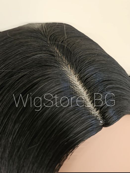 Права черна перука без бретон