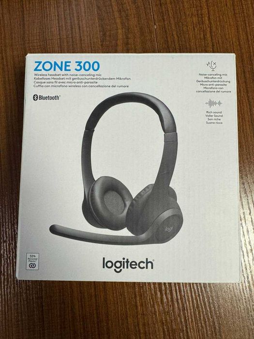Căști Wireless Logitech Zone 300 – Bluetooth, Noise-Canceling Mic, Noi