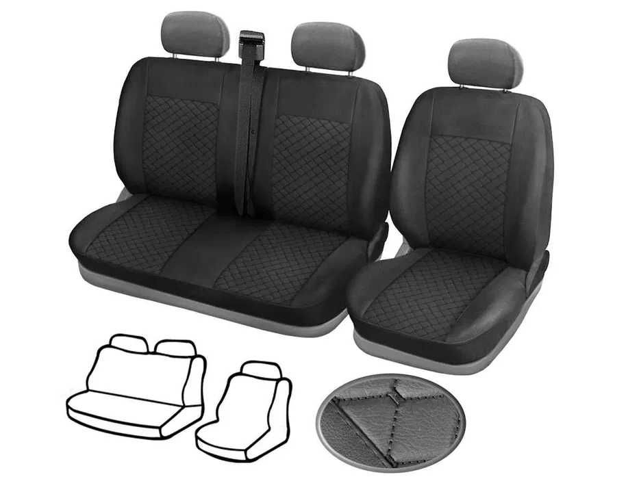 Тапицерия от кожа за Volkswagen T6 / 2015–2022 / Фолксваген Т6 / 2+1