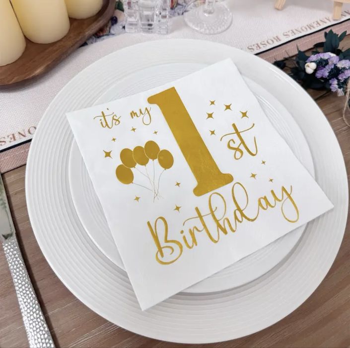 Салфетки бумажные 19шт на 1 годик праздничные сувенирные подарочные