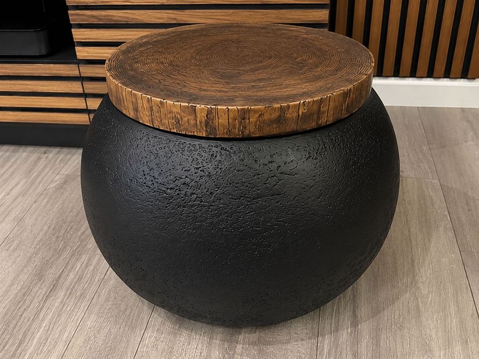 Masute de cafea tip tambur pentru interior exterior negru 43.2 x 35.6 cm