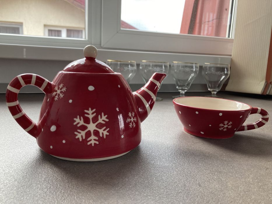 Ceainic + cana Bamboo motive de iarna/ Craciun