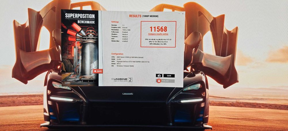 Продавам Гейм РС Ryzen 5 5500/16Gb/256Gb SSD+1TB HDD/ 1660 Super/Гаран