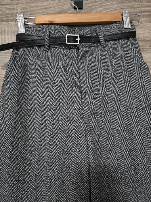 Широк зимен панталон с колан,сиво,черно