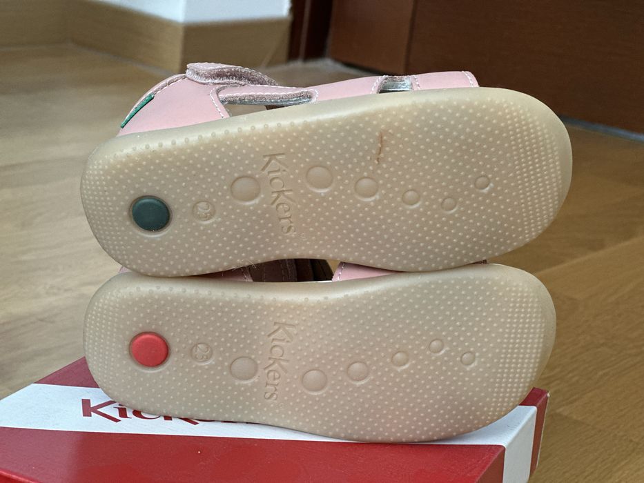 Sandale Kickers din piele, inchidere velcro, 25 EU, interior 15.7 cm