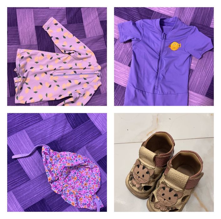 Bebe-2 costume baie, palarie si papucei la 60 lei