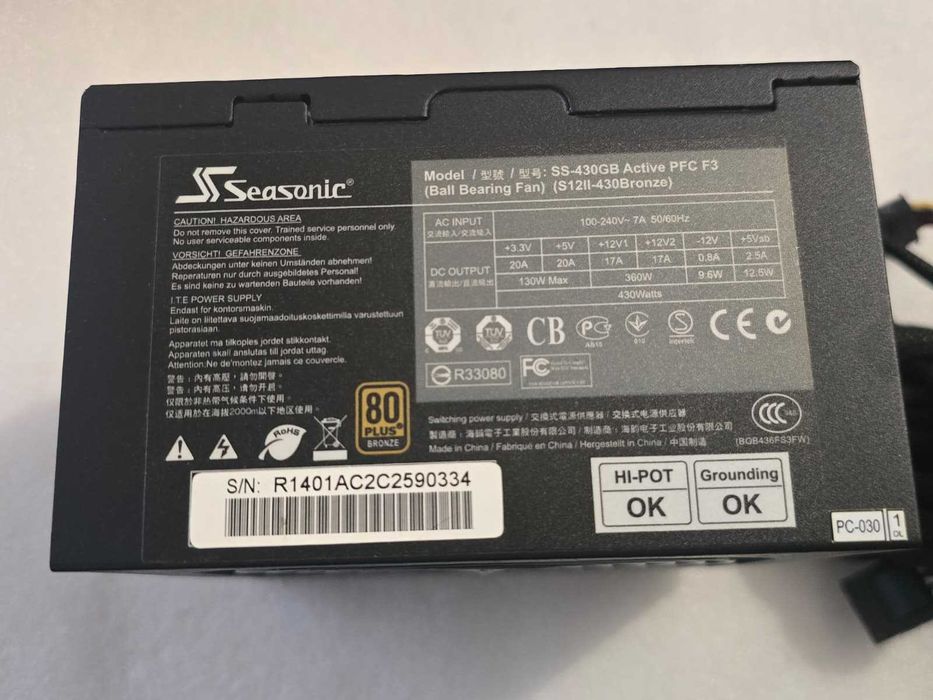 Vand Sursa Seasonic 430W SS-430GB 80 Plus Bronze, 2x 6+2 Pini PCI-E