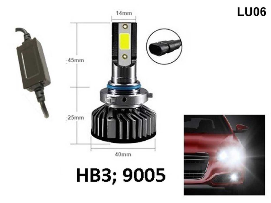 Becuri LED HB3 9005 cu lumina albă fără interferențe radio - DC 9V-36V