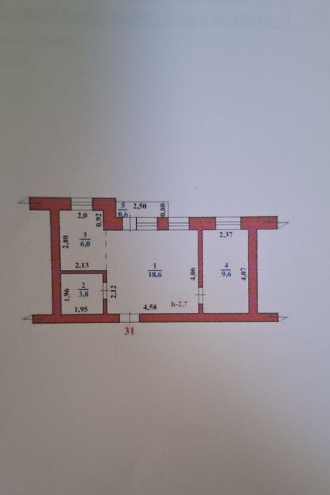 Левый берег 4 квартал,2 бөлмелік сатылады