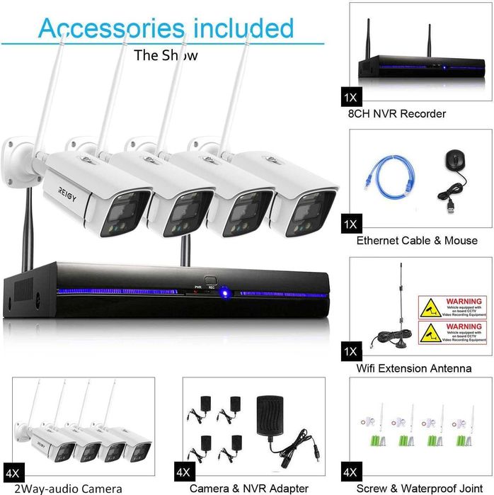 Чисто нова, проверена REIGY 3MP WIFI CCTV система за видеонаблюдение..