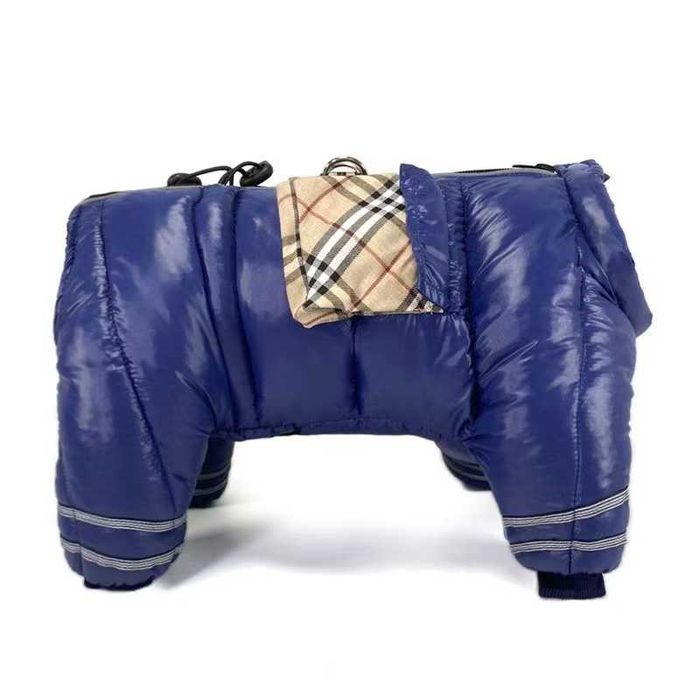 Кучешка дреха гащеризон ватирано зимно луксозно яке за куче синьо