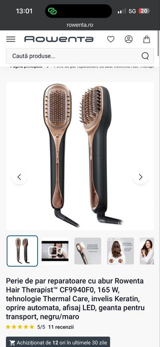 Perie de par reparatoare cu abur Rowenta Hair Therapist