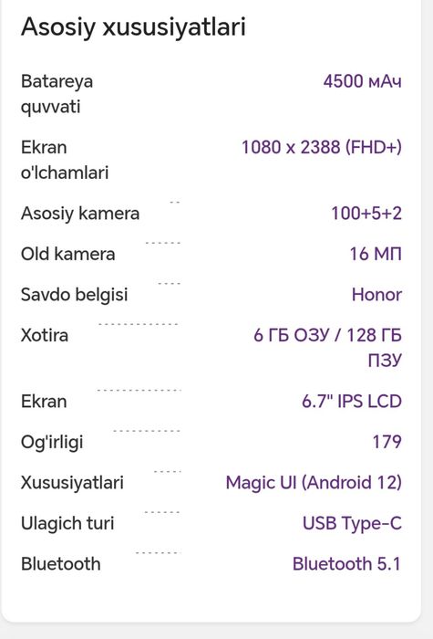 Honor X 8 a kafolati bilan